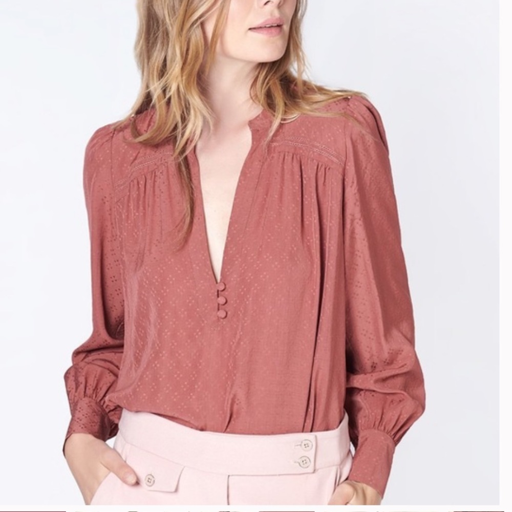 Veronica Beard silk peasant long sleeve mauve top